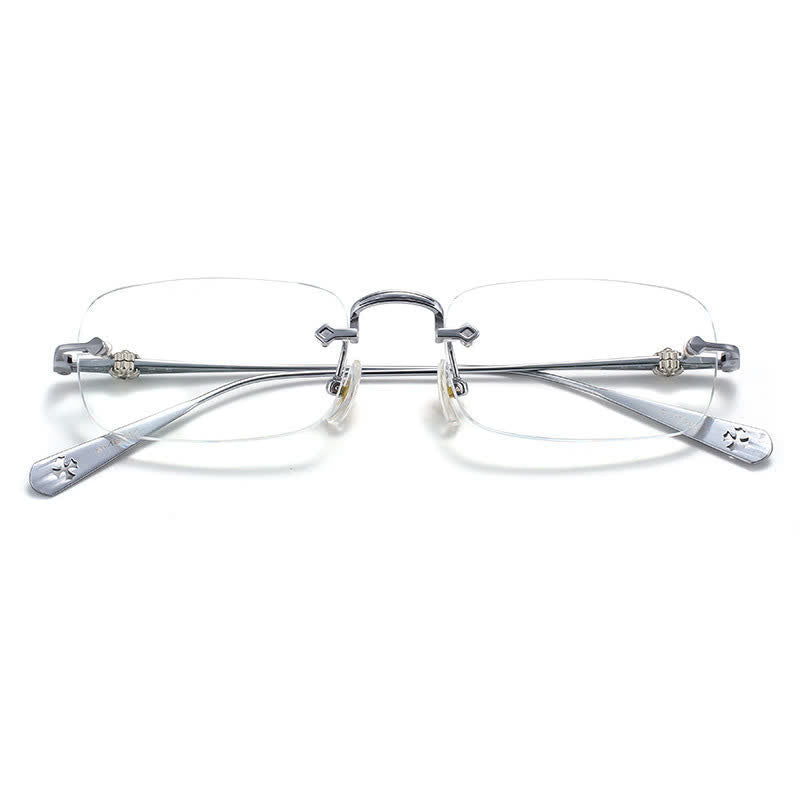 Spykay™ EG26935 Rectangle Titanium Frame Anti-blue Light Rimless Chrome Heart Glasses