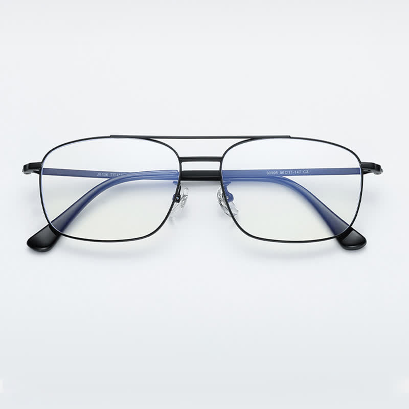 Spykay™ EG26851 Vintage Square Titanium Frame Anti-blue Light Double Bridges Glasses