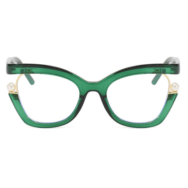 Spykay™ EG26758 Anti-blue Light Pearl Decor Irregular Oversized Eyeglasses