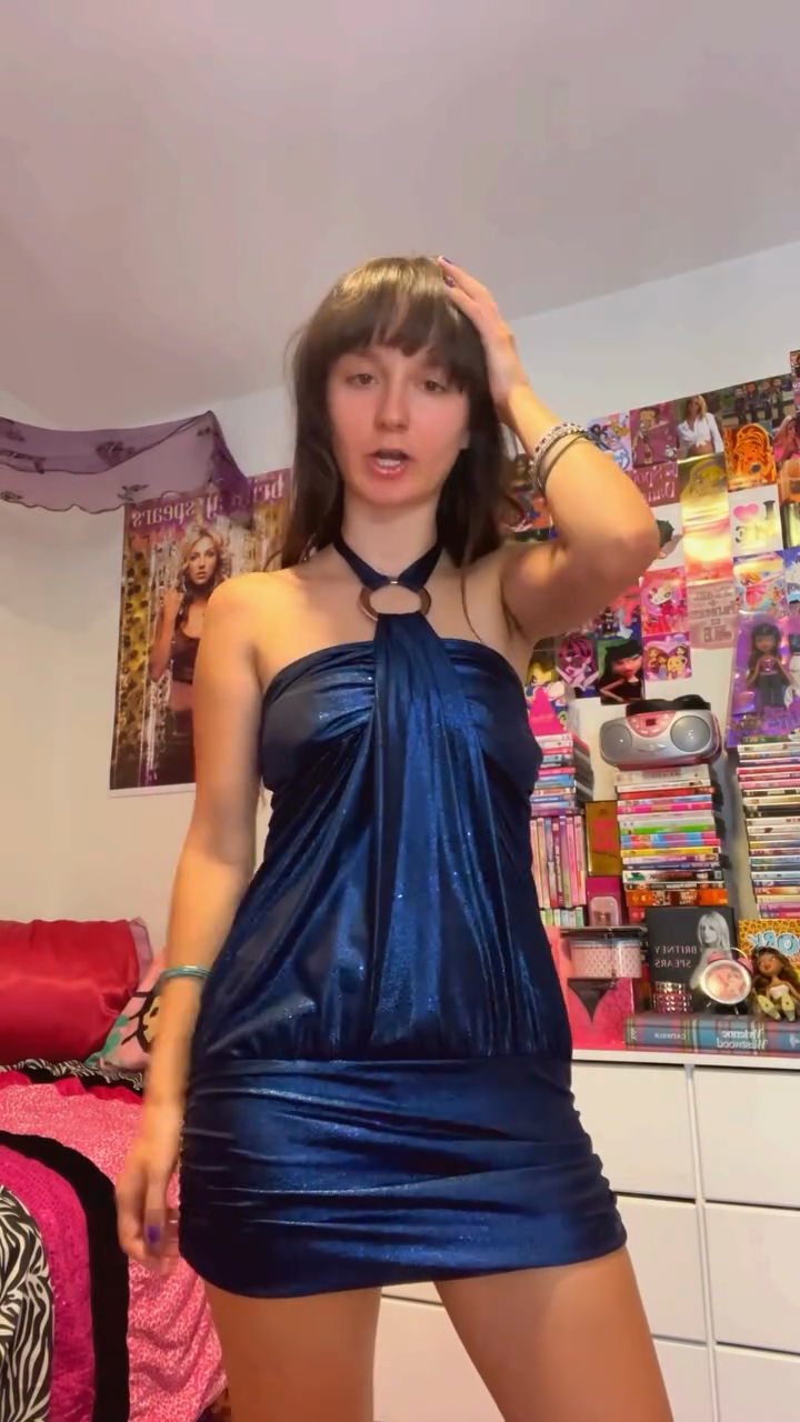 Navy Blue Halter Mini Dress