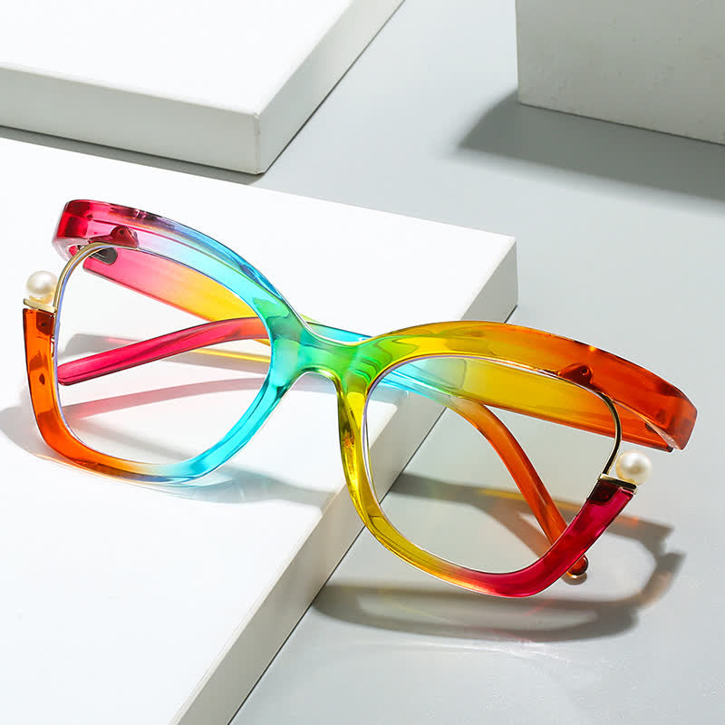 Spykay™ EG26758 Anti-blue Light Pearl Decor Irregular Oversized Eyeglasses