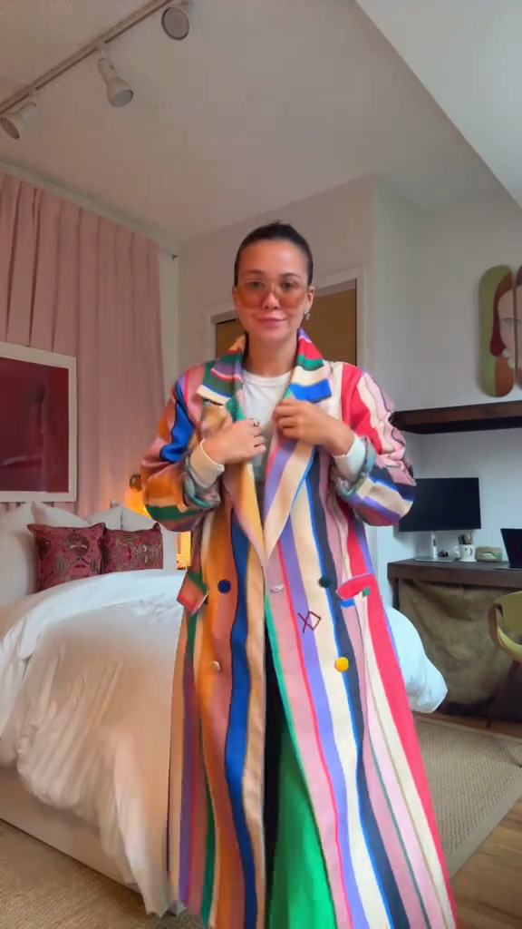 Multicolored Striped Trench Coat