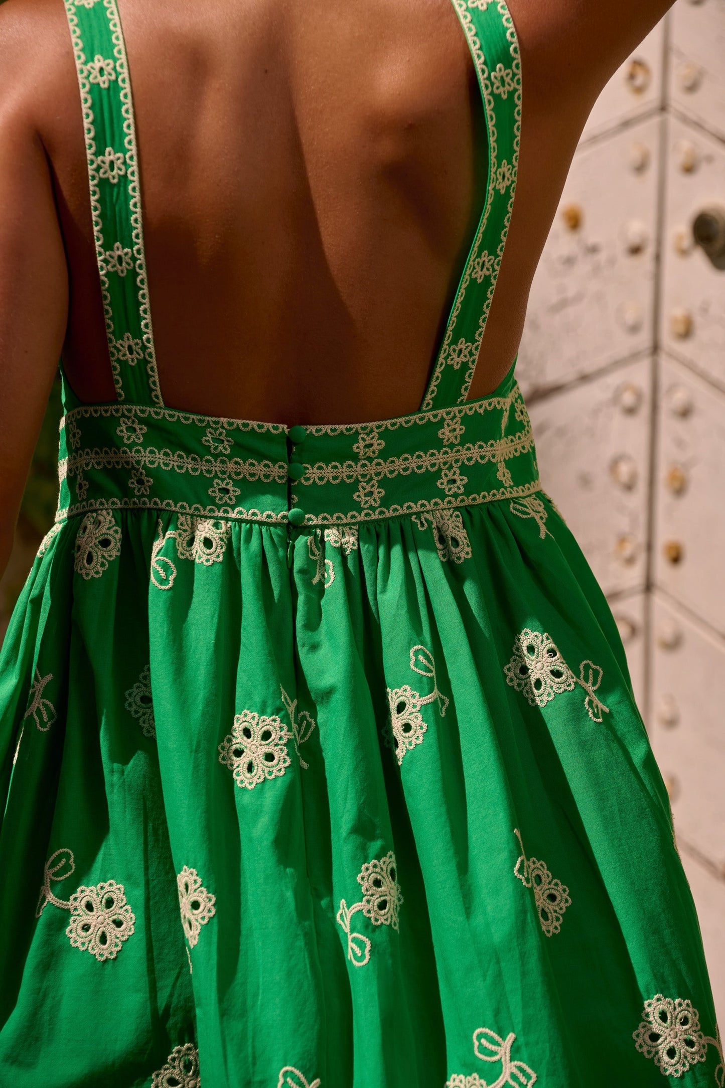 Green Embroidered Sundress