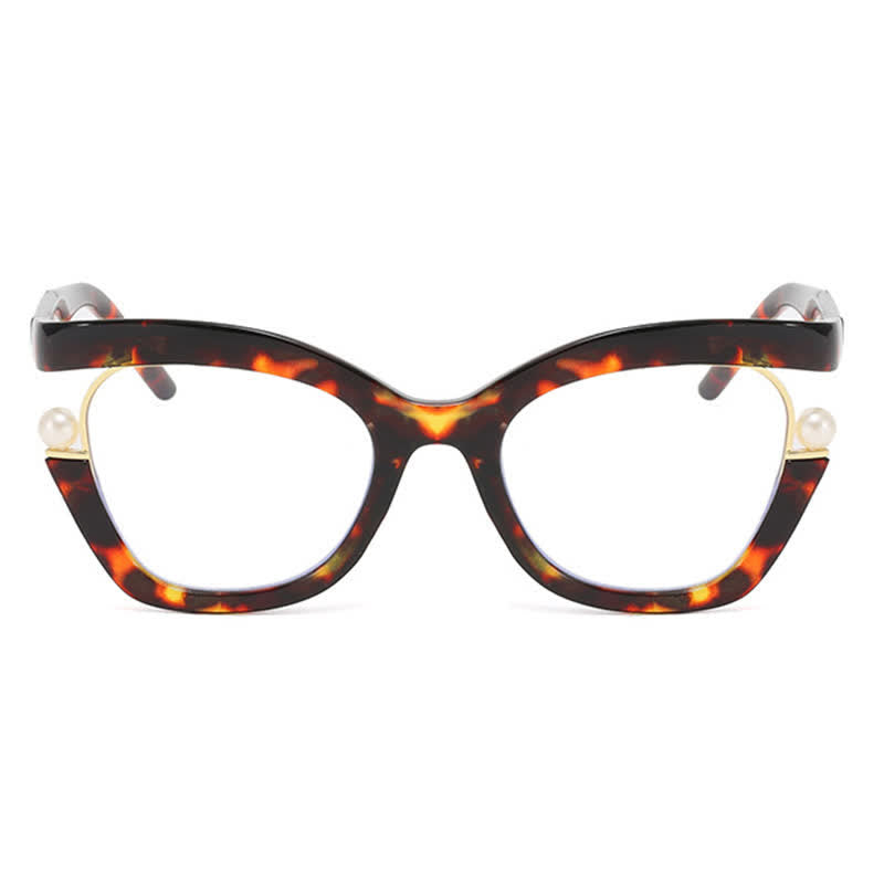 Spykay™ EG26758 Anti-blue Light Pearl Decor Irregular Oversized Eyeglasses