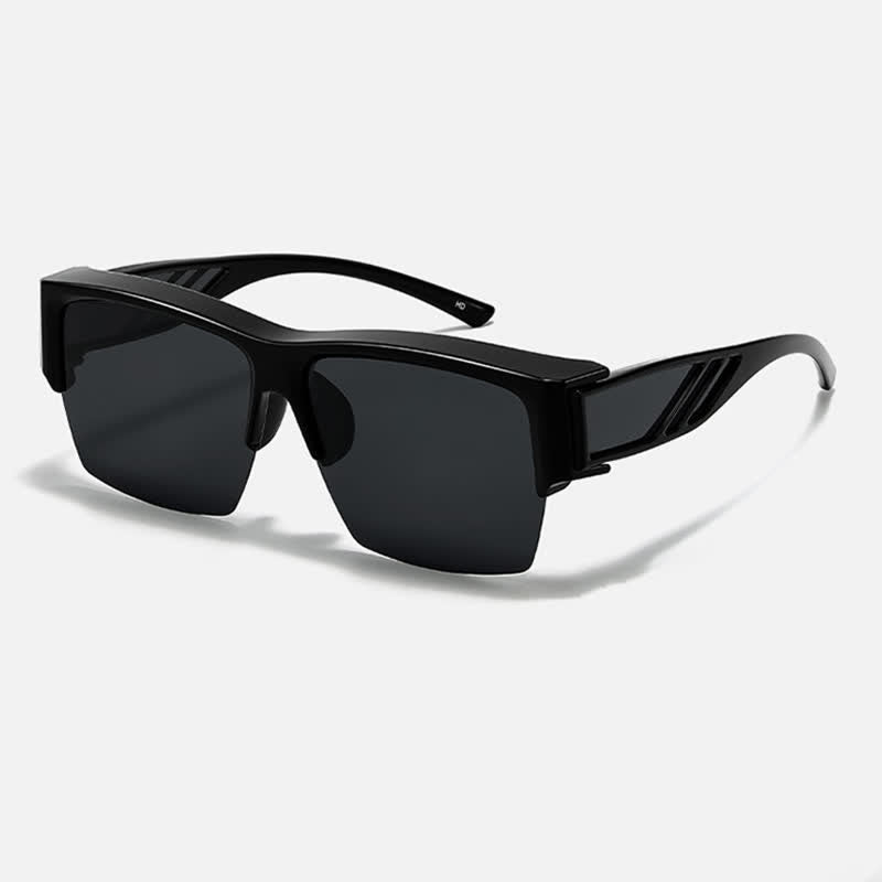Spykay™ SG60954 Semi-Rimless Polarized Square Driving Sunglasses Fit Over Glasses for Women Men