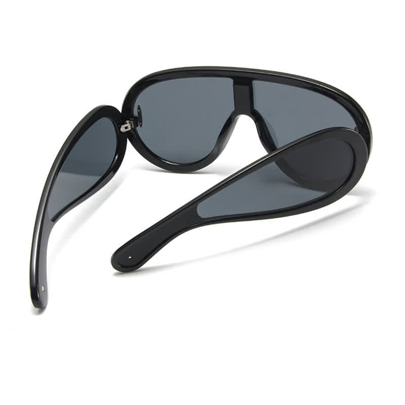 Spykay™ SG61002 Steampunk One-piece Frame Oversized Mirrored Sunglasses