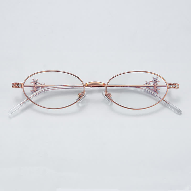 Spykay™ EG26693 Retro Oval Frame Rhinestone Temples Anti-blue Light Glasses