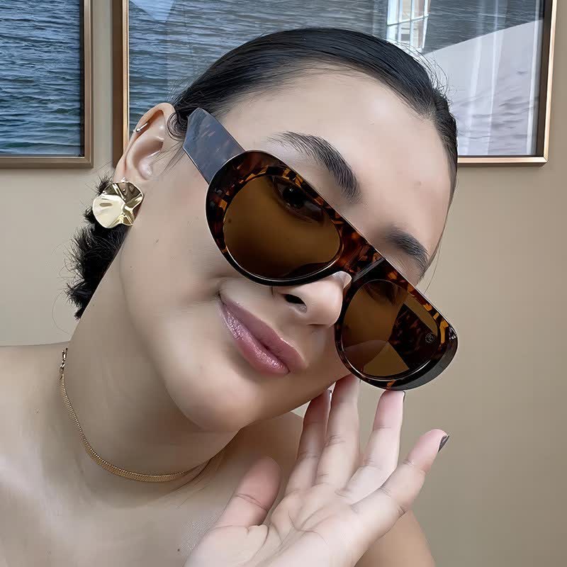 Spykay™ SG60671 Oval Frame Wide Temples Vintage Sunglasses
