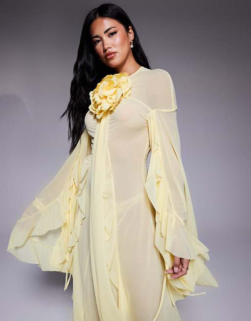 Sheer Ruffled Maxi Dress