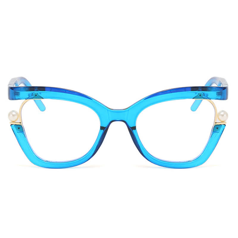 Spykay™ EG26758 Anti-blue Light Pearl Decor Irregular Oversized Eyeglasses