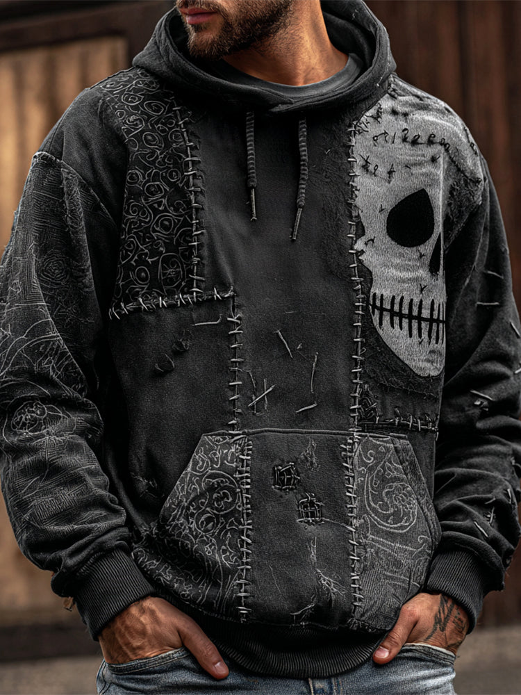 Men's Halloween Skull Stitch Art Men's Hoodie