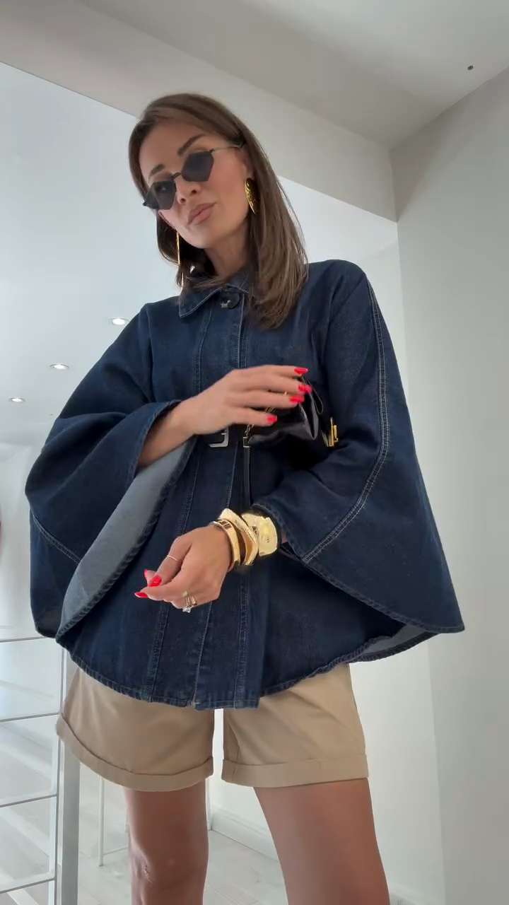 Denim Cape Jacket