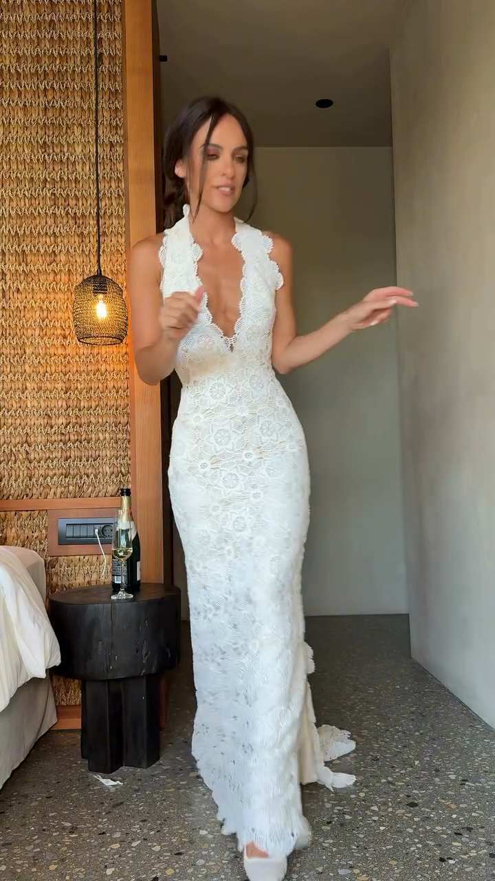 White Lace Halter - Neck Wedding Dress