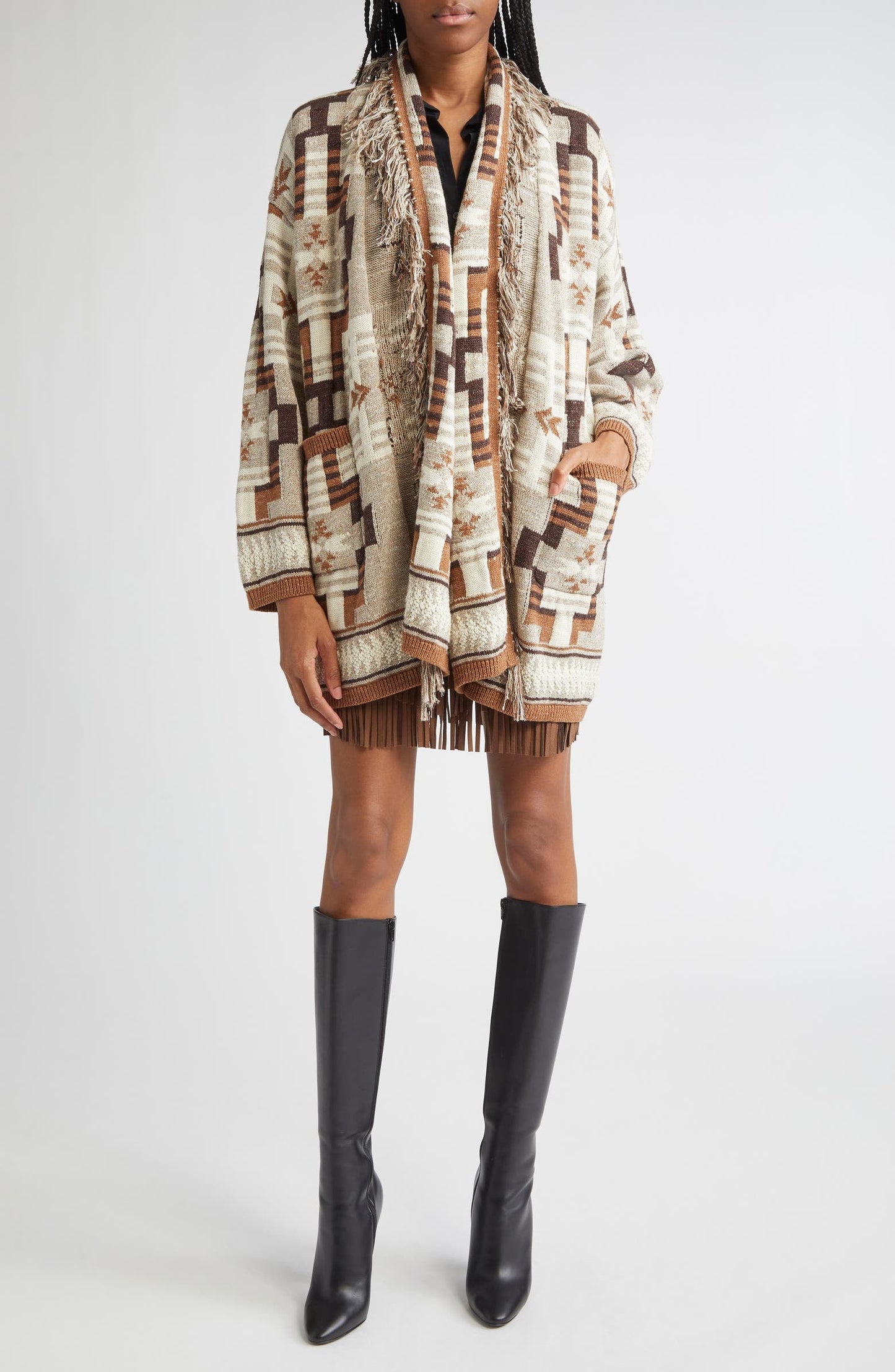 Southwestern - Inspired Fringed Cardigan