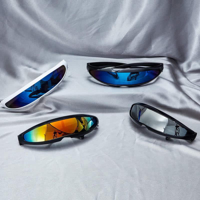Spykay™ SG61011 One-piece Color Mirror Lens Monolens Cyclops Robotic Futuristic Narrow Y2K Punk Sunglasses