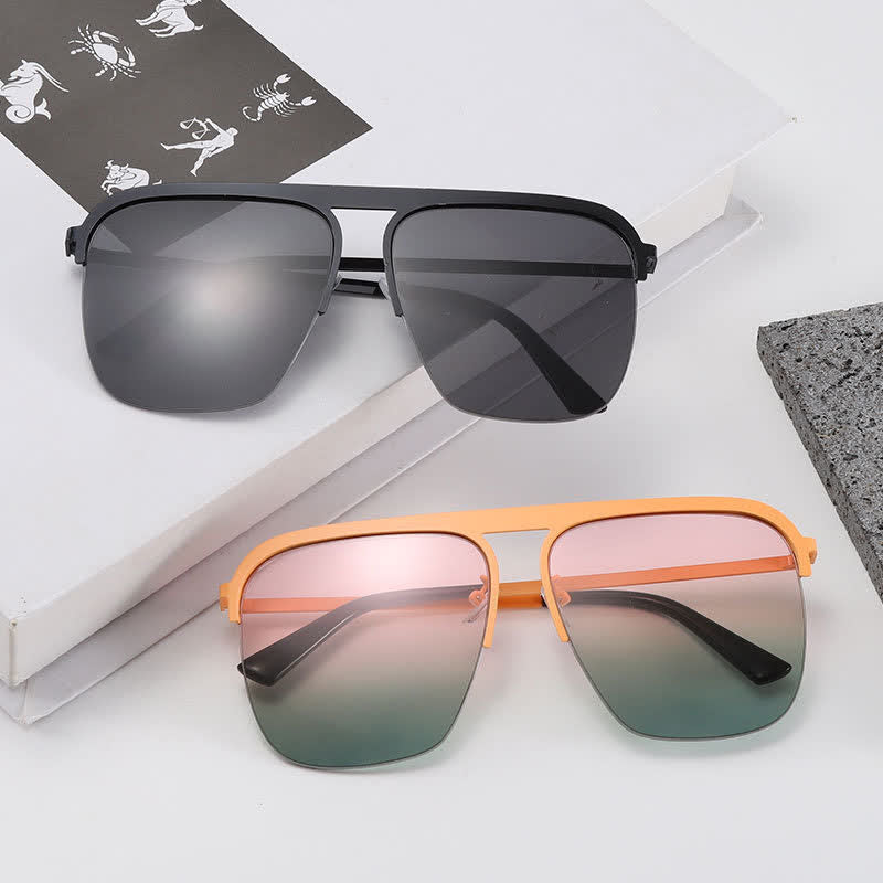 Spykay™ SG60864 Square Frame Semi-Rimless Oversized Sunglasses