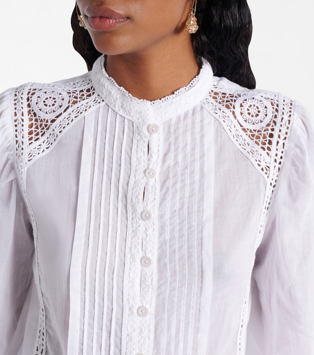 Lace - Trimmed White Shirt & Skort Set
