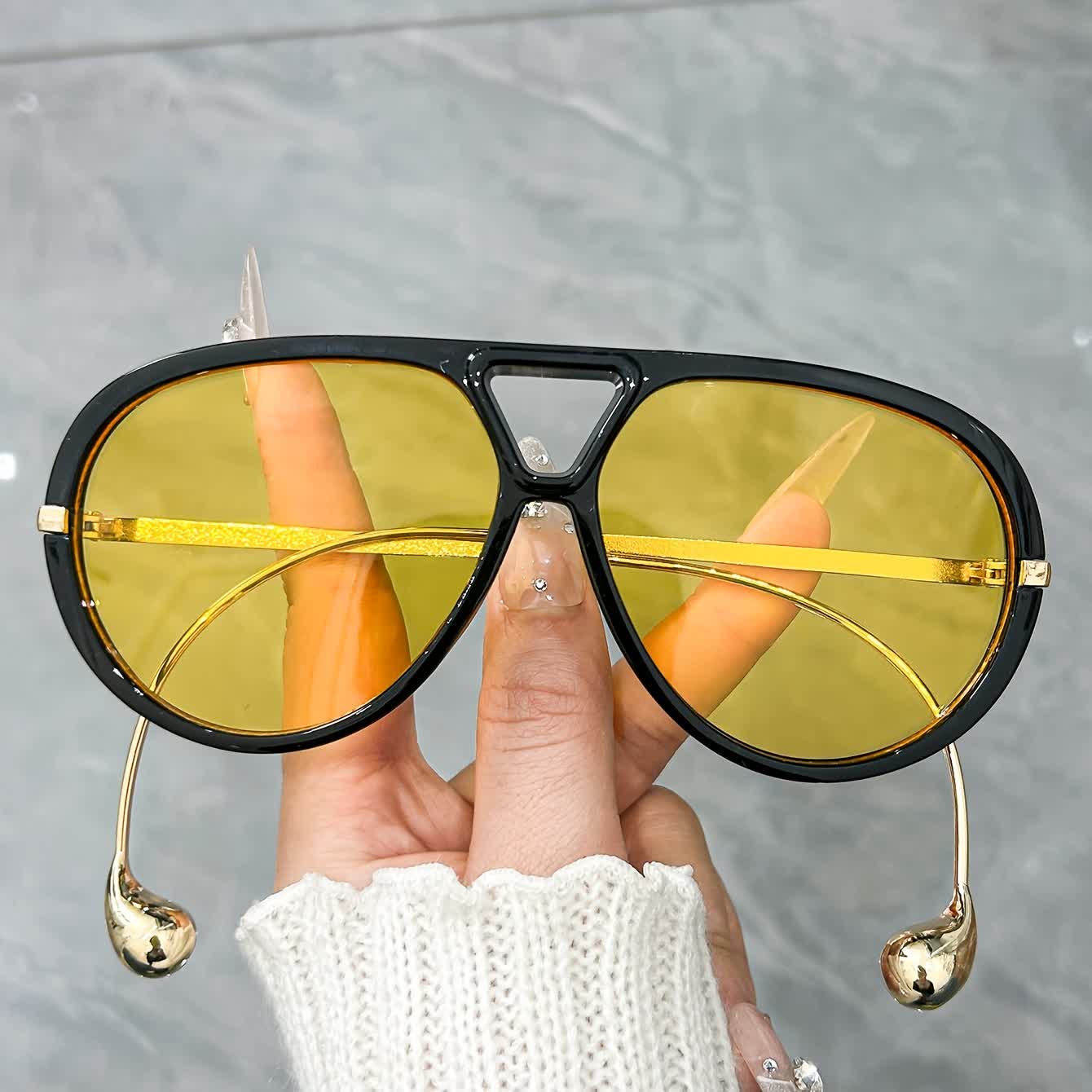Spykay™ SG60673 Double Bridges Metal Temples Aviator Sunglasses