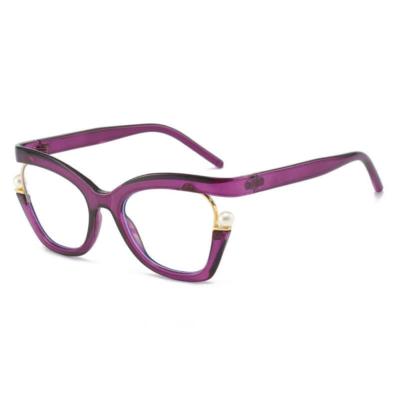 Spykay™ EG26758 Anti-blue Light Pearl Decor Irregular Oversized Eyeglasses