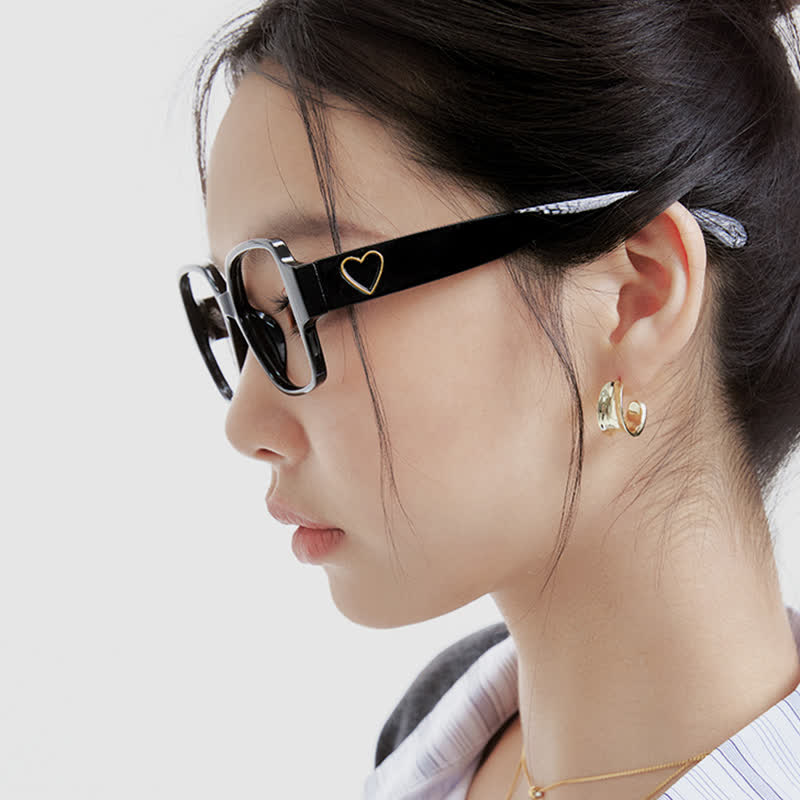 Spykay™ EG26858 Square Frame Heart Temples Anti-blue Light Simple Glasses with Nylon Lenses