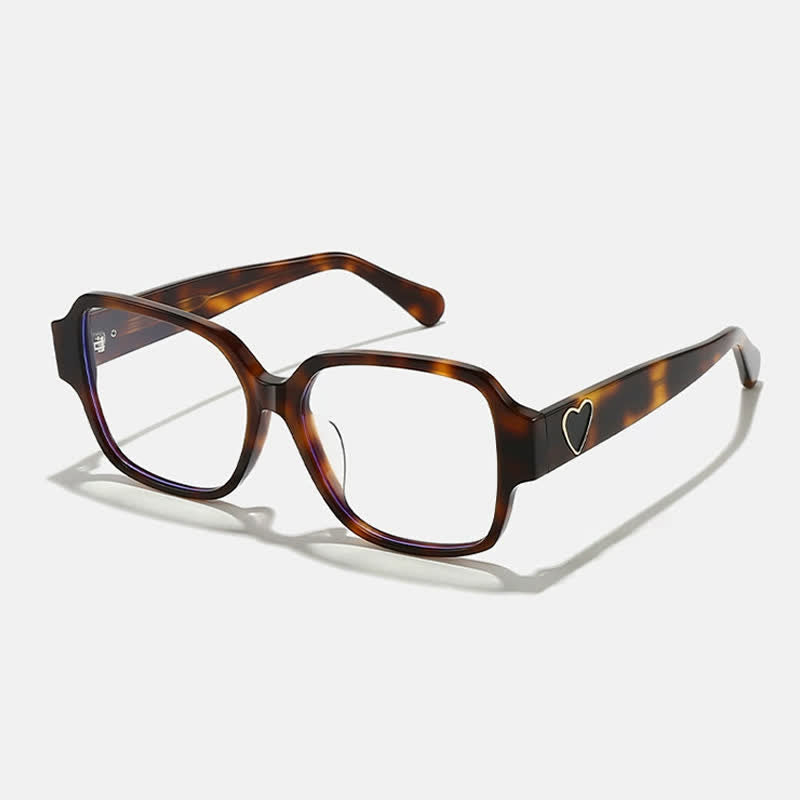 Spykay™ EG26858 Square Frame Heart Temples Anti-blue Light Simple Glasses with Nylon Lenses