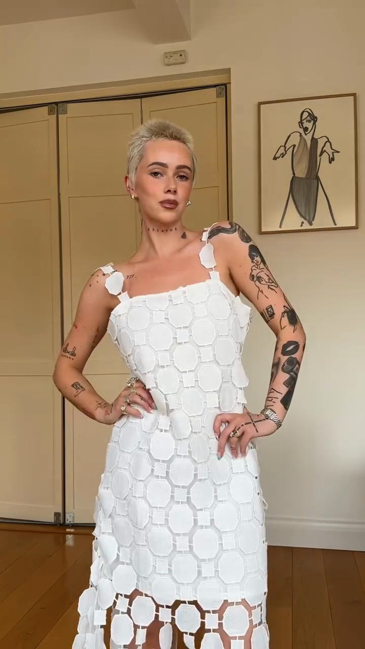 White Circular Cut - Out Maxi Dress