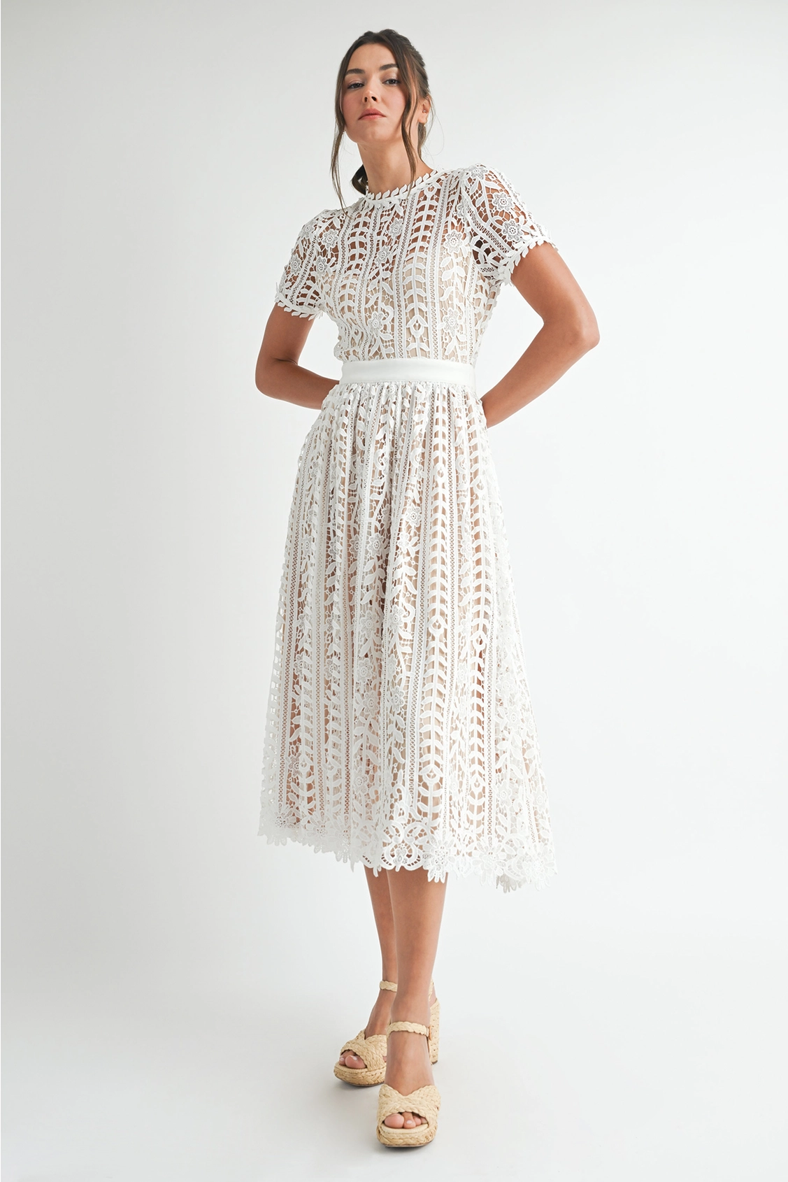 White Lace Midi Dress