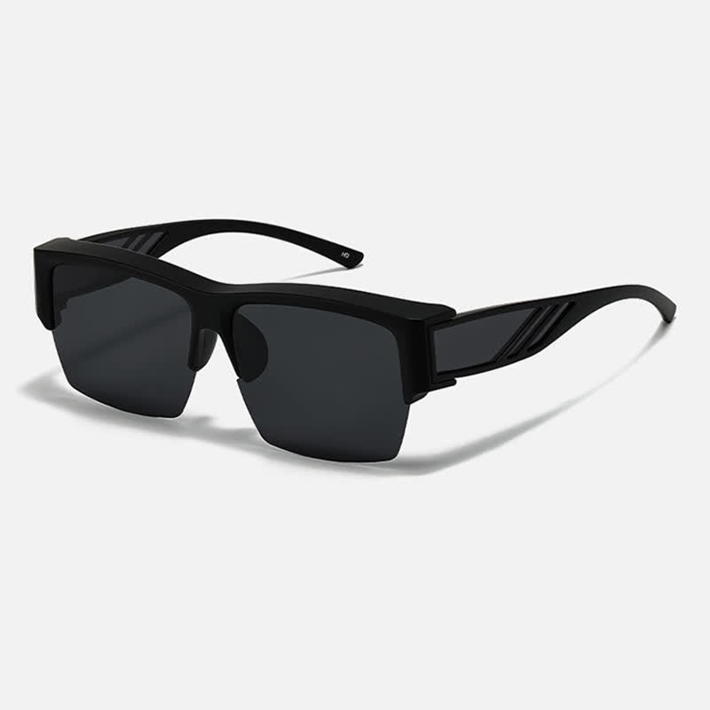 Spykay™ SG60954 Semi-Rimless Polarized Square Driving Sunglasses Fit Over Glasses for Women Men