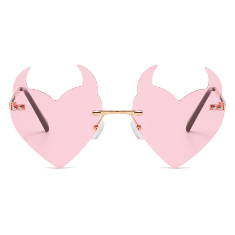 Spykay™ SG60991 Halloween Rimless Devil Horns Heart Sunglasses for Women Men