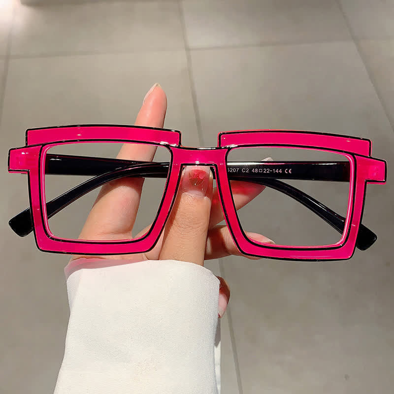 Spykay™ EG26813 Fluorescent Colorblock Square Frame Anti-blue Light Glasses