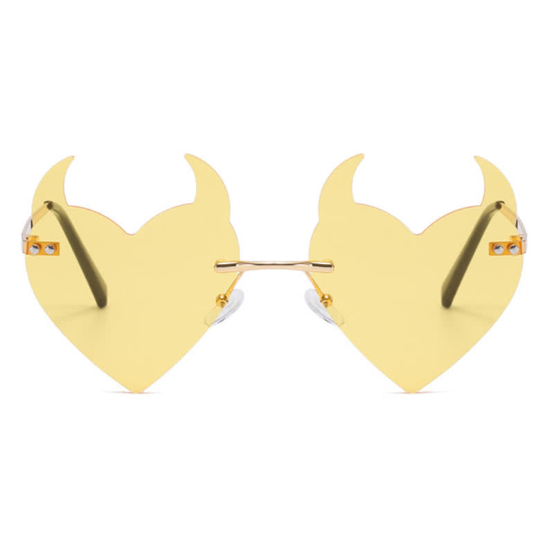 Spykay™ SG60991 Halloween Rimless Devil Horns Heart Sunglasses for Women Men