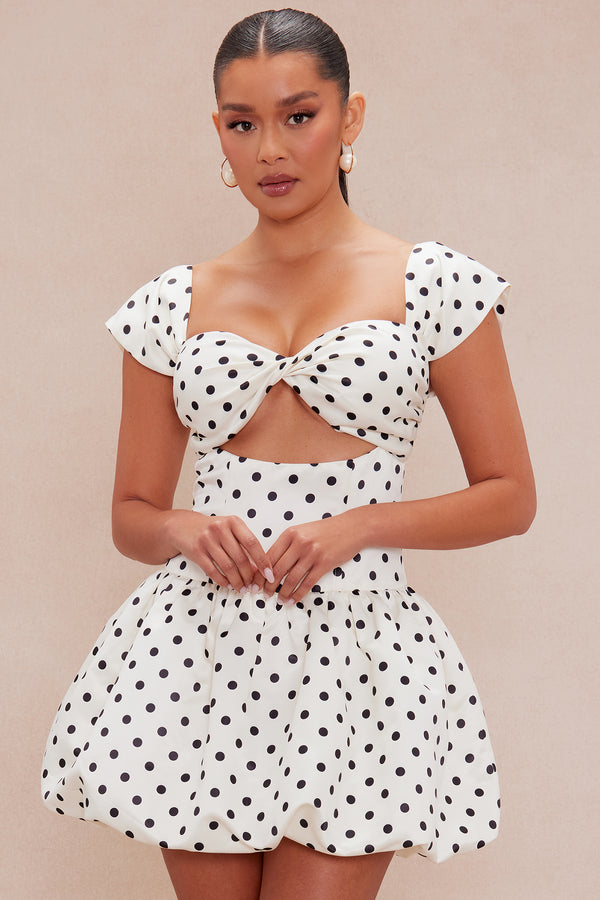 Polka Dot Cut - Out Mini Dress