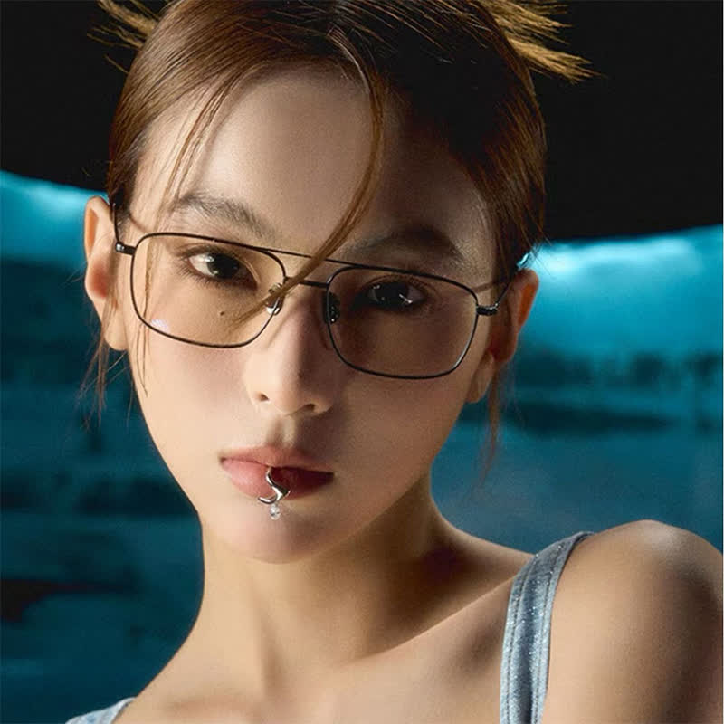 Spykay™ EG26851 Vintage Square Titanium Frame Anti-blue Light Double Bridges Glasses