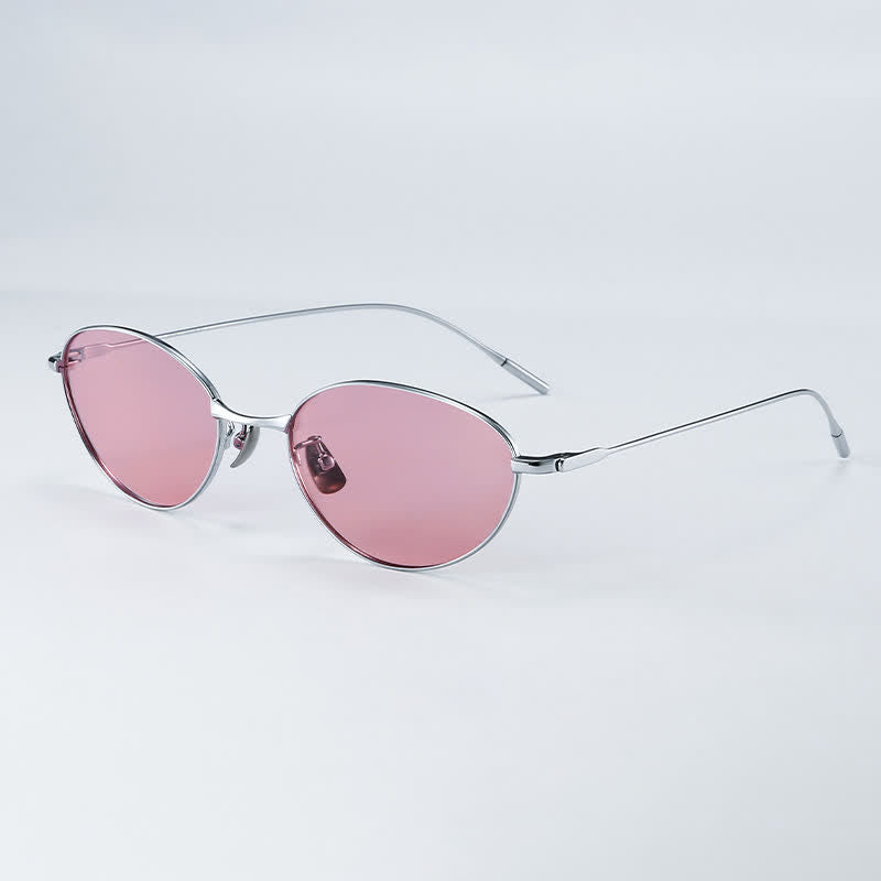Spykay™ SG60770 Titanium Oval Frame Polarized Lightweight Sunglasses with Nylon Lenses