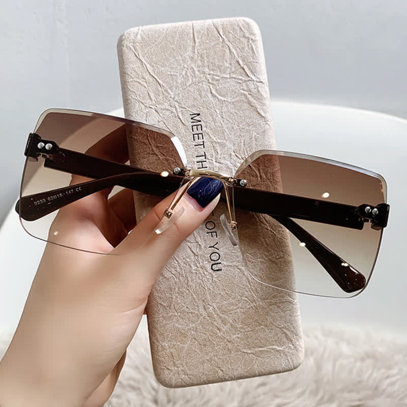 Spykay™ SG61018 Oversized Square Frame Hipster Rimless Sunglasses