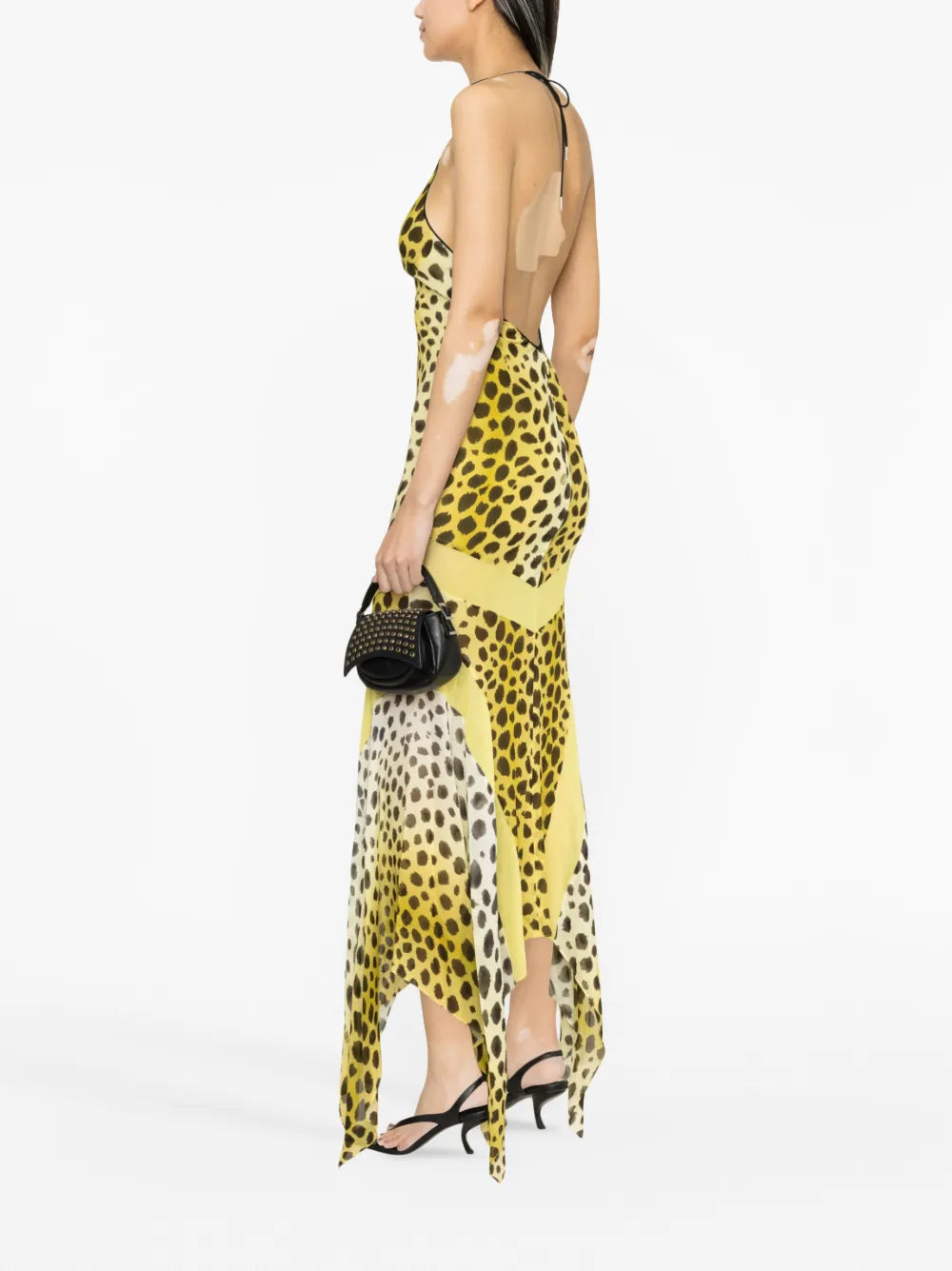 Yellow Leopard - Print Halter Neck Maxi Dress