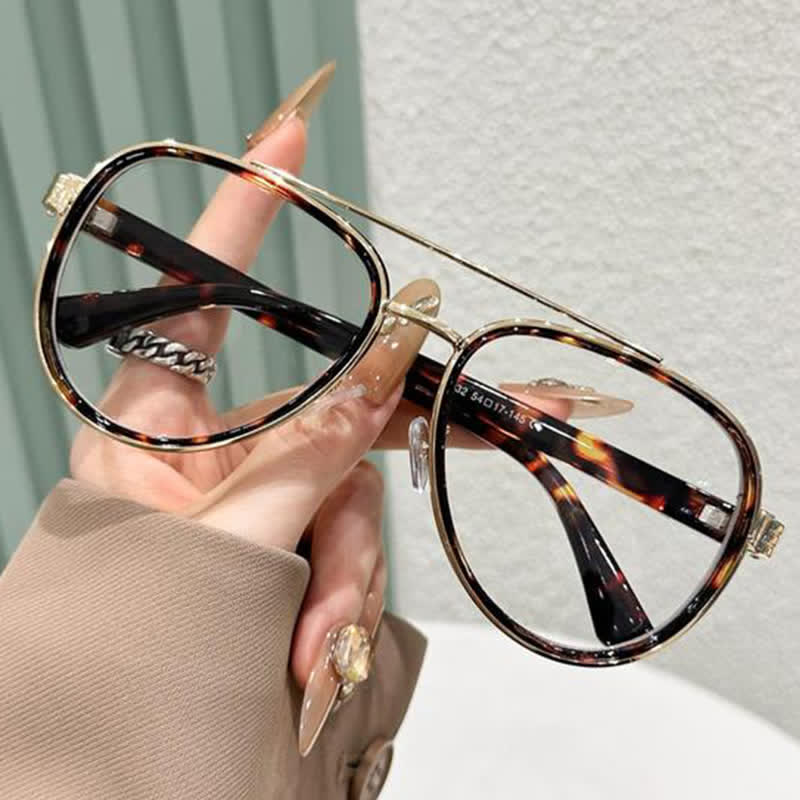 Spykay™ EG26816 Fashion Double Bridges Anti-blue Light Oversized Aviator Glasses