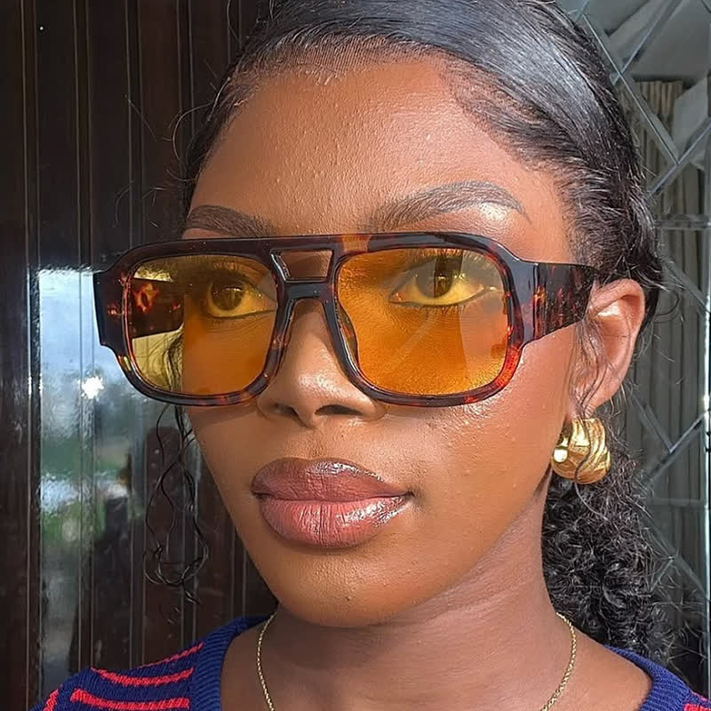 Spykay™ SG61016 Square Frame Double Bridges Classic Thick Sunglasses