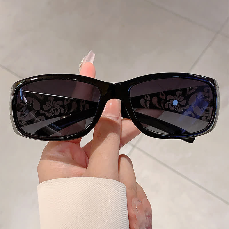 Spykay™ SG60871 Trendy Oval Frame Laser Pattern Rhinestones Decor Sunglasses