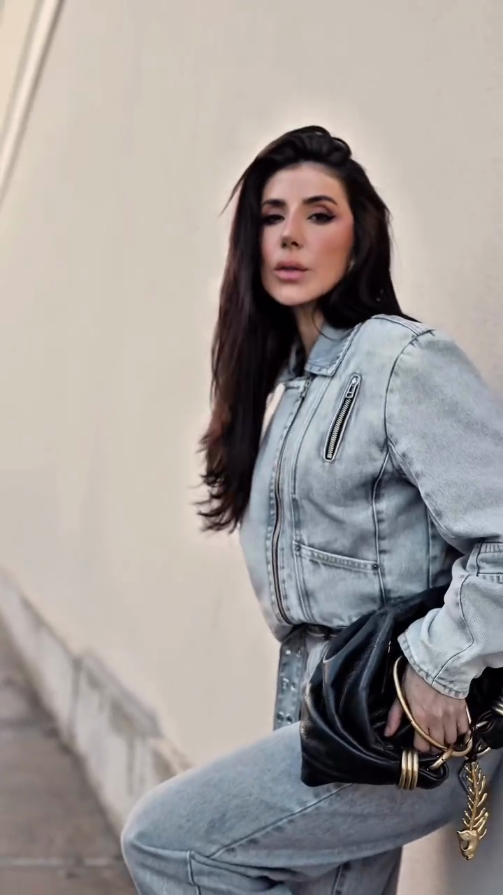 Light Wash Denim Jacket and Wide Leg Jeans Set