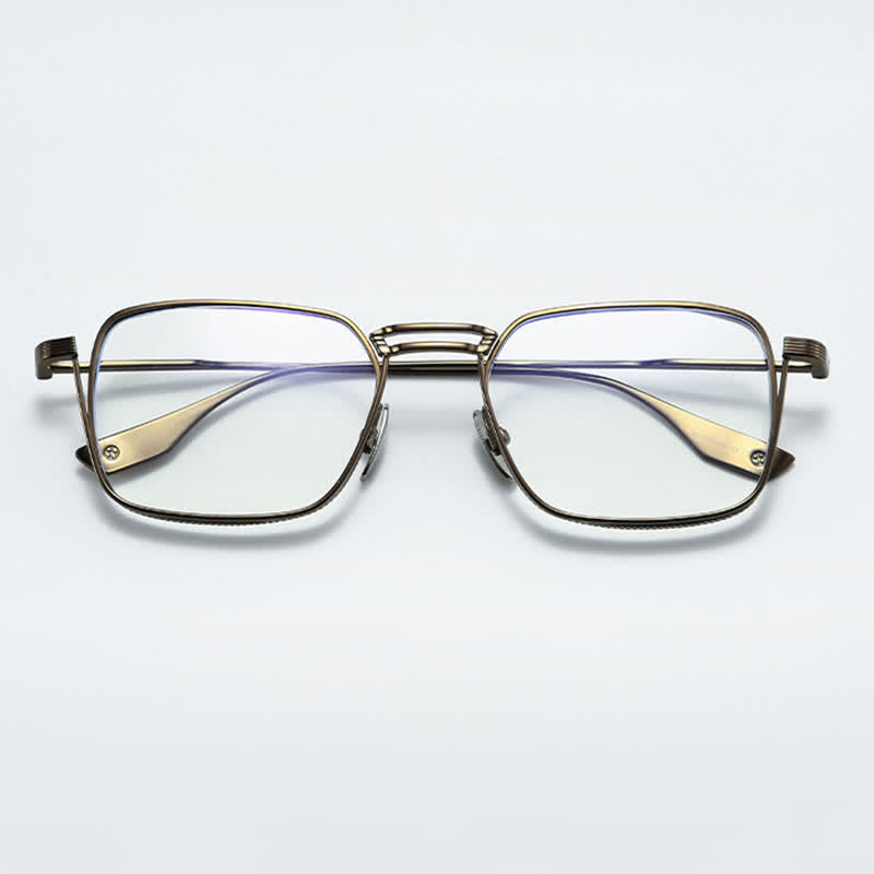 Spykay™ EG26738 Double Bridges Square Titanium Frame Anti-blue Light Vintage Glasses