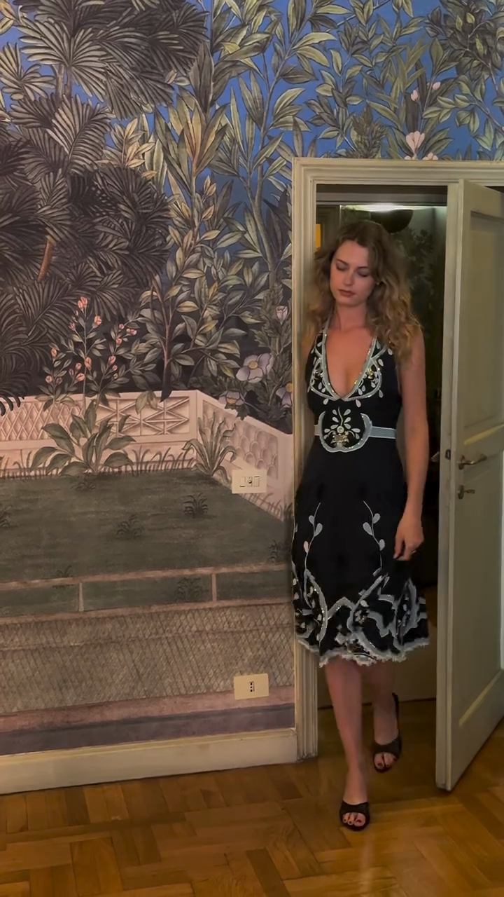 Black Embroidered Sleeveless Dress