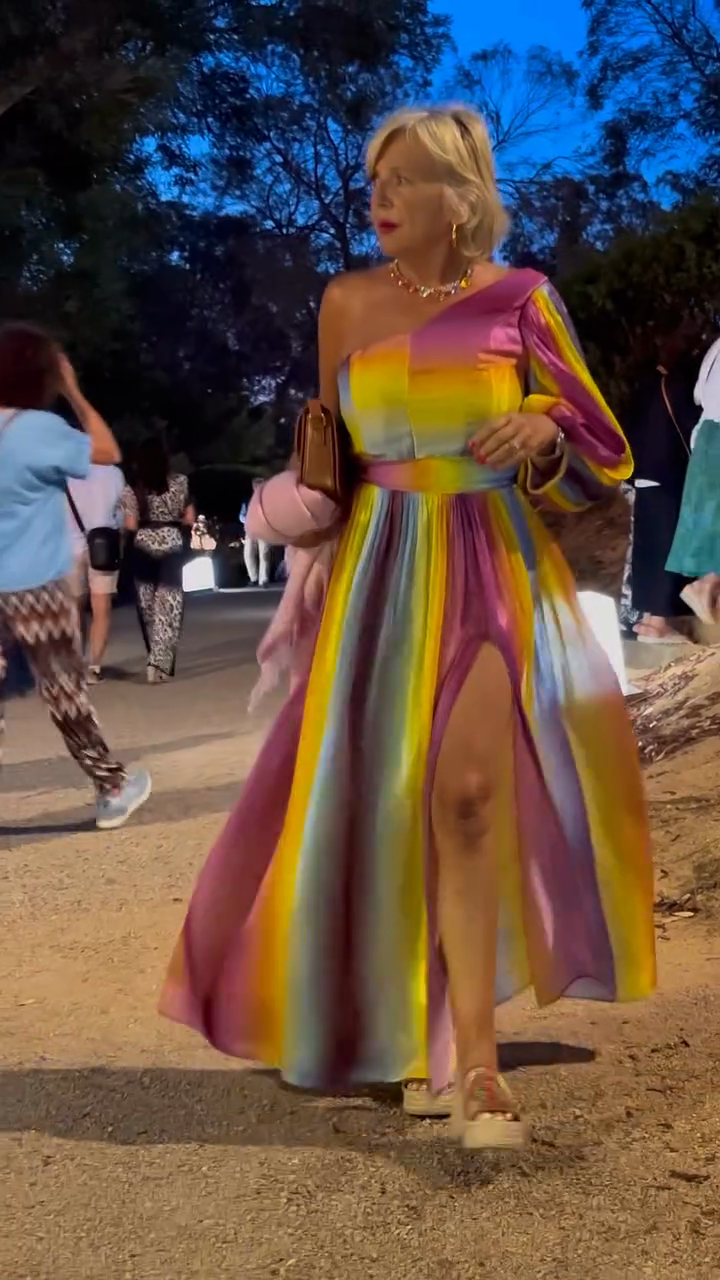 Rainbow Ombre One - Shoulder Maxi Dress