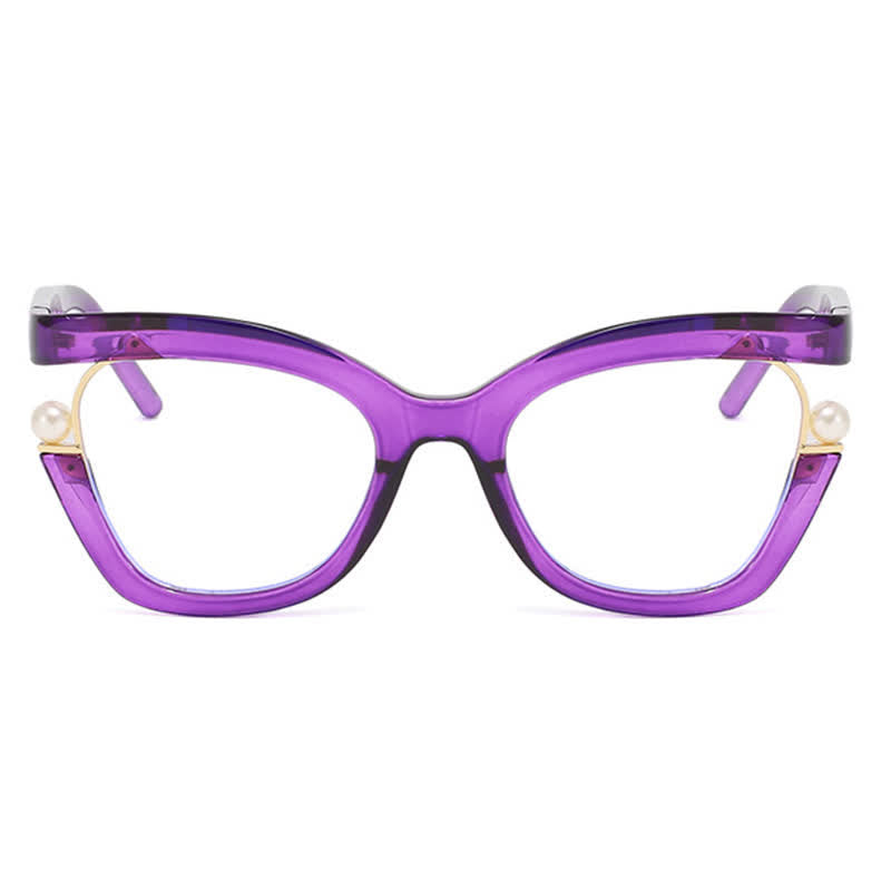 Spykay™ EG26758 Anti-blue Light Pearl Decor Irregular Oversized Eyeglasses