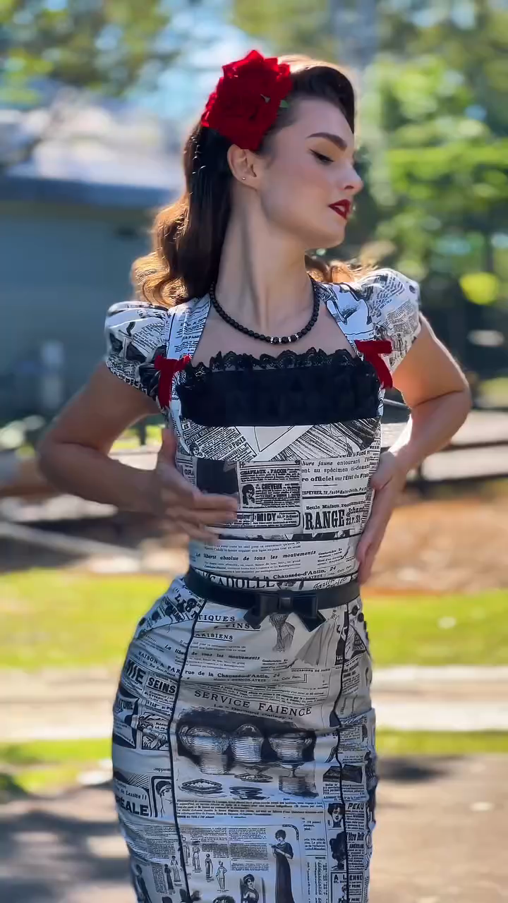 Newspaper - Print Bodycon Dress