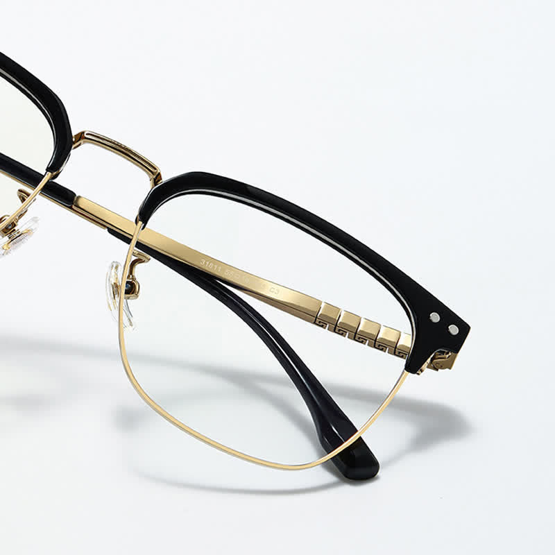 Spykay™ EG26801 Semi-Rimless Square Titanium Frame Anti-blue Light Browline Glasses