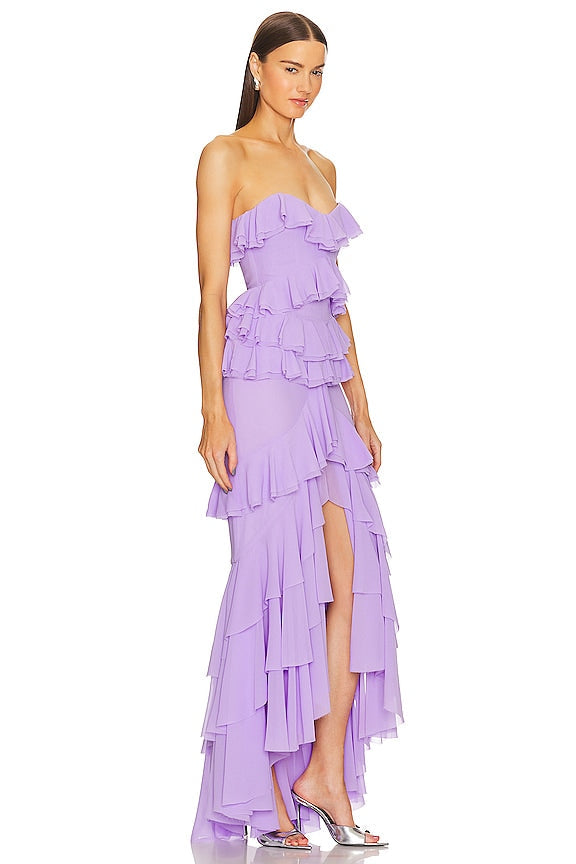 Strapless Ruffled Maxi Dress