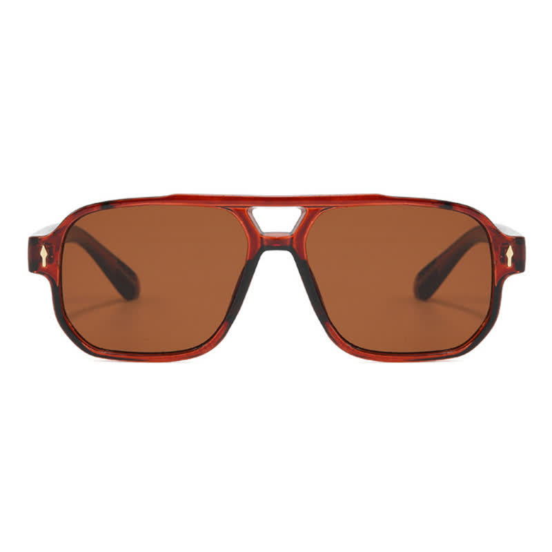 Spykay™ SG60754 Geometric Frame Double Bridges Vintage Sunglasses