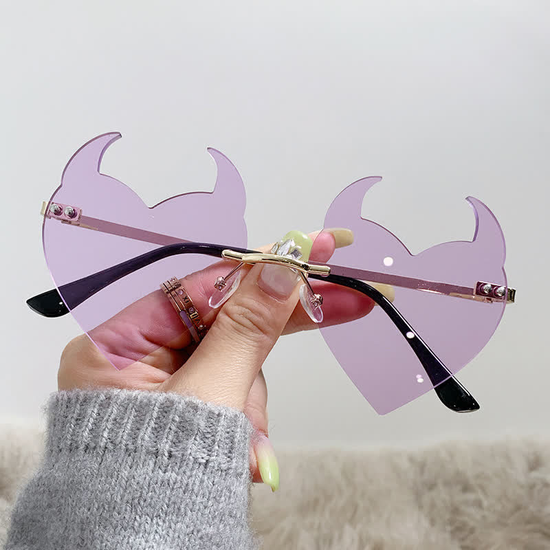Spykay™ SG60991 Halloween Rimless Devil Horns Heart Sunglasses for Women Men