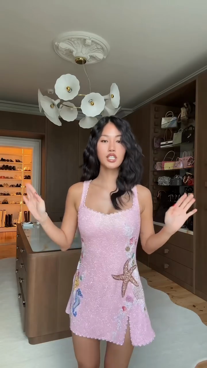 Pink Sequins - Ocean Motif Mini Dress